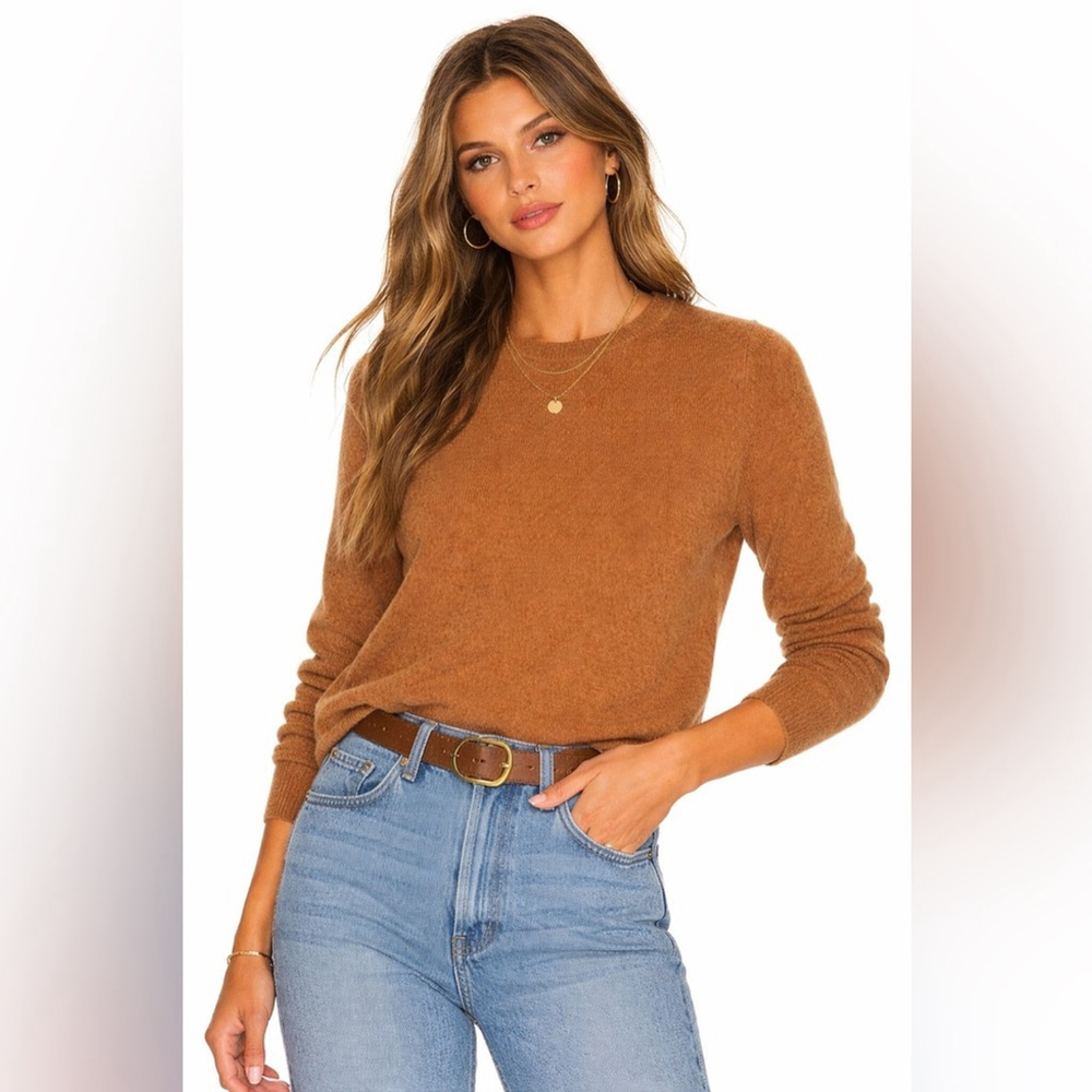 C by Bloomingdales Cashmere Sweater Medium Brown Crewneck 100 Percent Cashmere